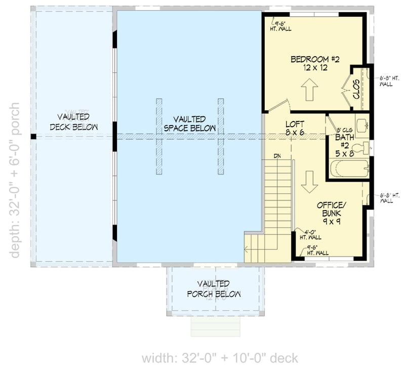 Plan 680407VR: 2-Bed Country House Plan with Loft and Home Office - 1360 Sq Ft - Floor Plan - 2nd Floor - Country, Mountain, Rustic