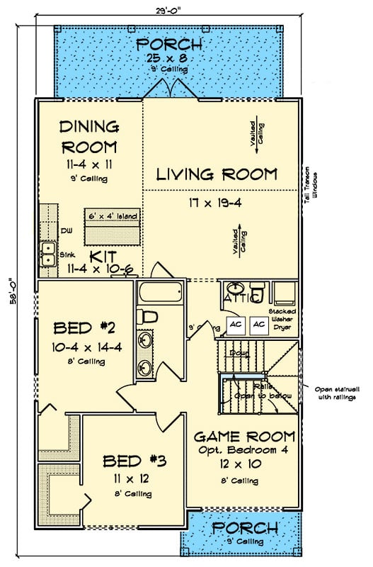 Plan 52365WM: 3-Bed Traditional House Plan with Study Area - 1986 Sq Ft - Floor Plan - Main Level - Traditional
