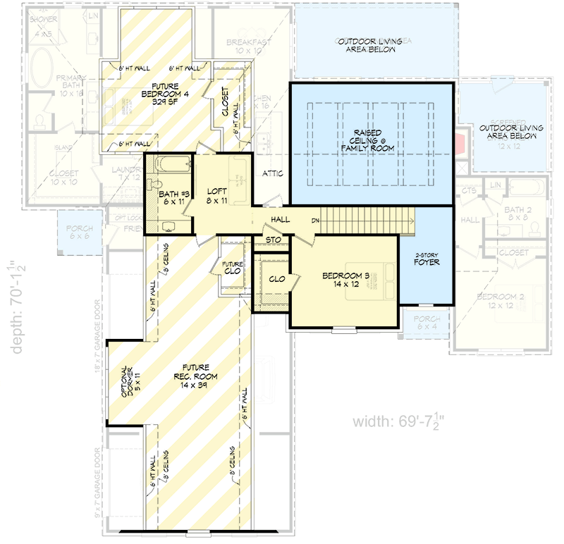 Plan 680422VR: 3-Bed Traditional House Plan with Loft - 2679 Sq Ft - Floor Plan - 2nd Floor - Traditional