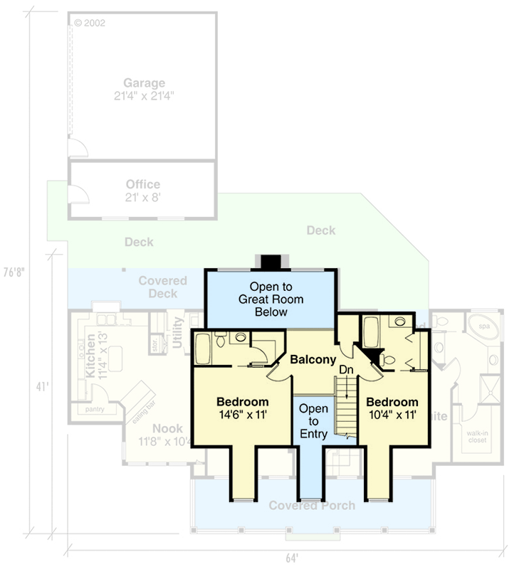 Plan 72437DA: Two-Story Country Farmhouse Plan Detached Home Office and Garage - 2224 Sq Ft - Floor Plan - 2nd Floor - Cape Cod, Cottage, Country, Farmhouse, Modern Farmhouse, Traditional