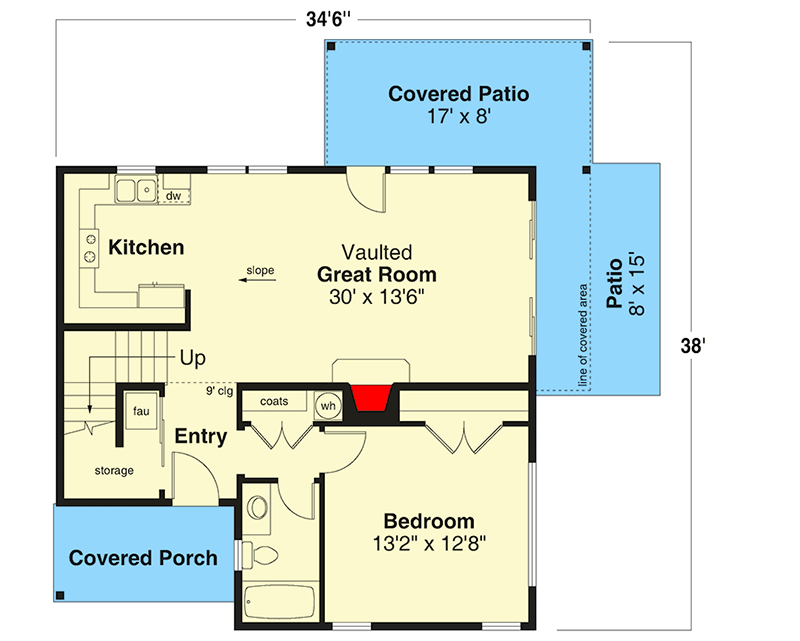 Plan 72438DA: Two Story Contemporary House Plan with Detached 3-Car Garage - 1199 Sq Ft - Floor Plan - Main Level - Contemporary, Cottage, Modern, Vacation