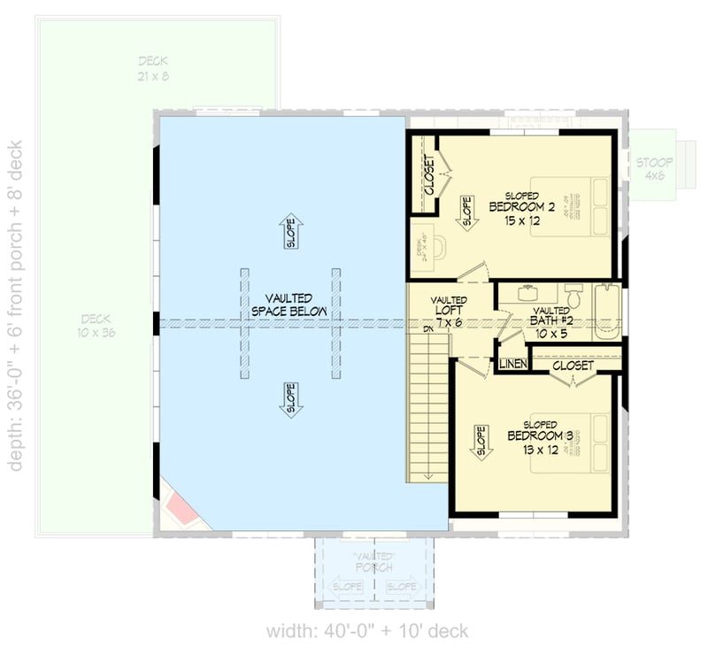 Plan 680425VR: 3-Bed Mountain Craftsman with Two-Story Great Room - 1991 Sq Ft - Floor Plan - 2nd Floor - Craftsman, Mountain