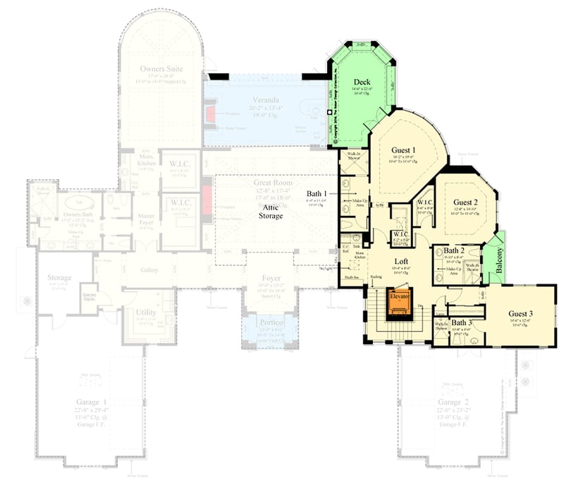 Plan 340129STR: Two-Story Mediterranean House Plan with Outdoor Kitchen and Fireplace - 5330 Sq Ft - Floor Plan - 2nd Floor - Coastal, Florida-Style, Mediterranean, Tuscan