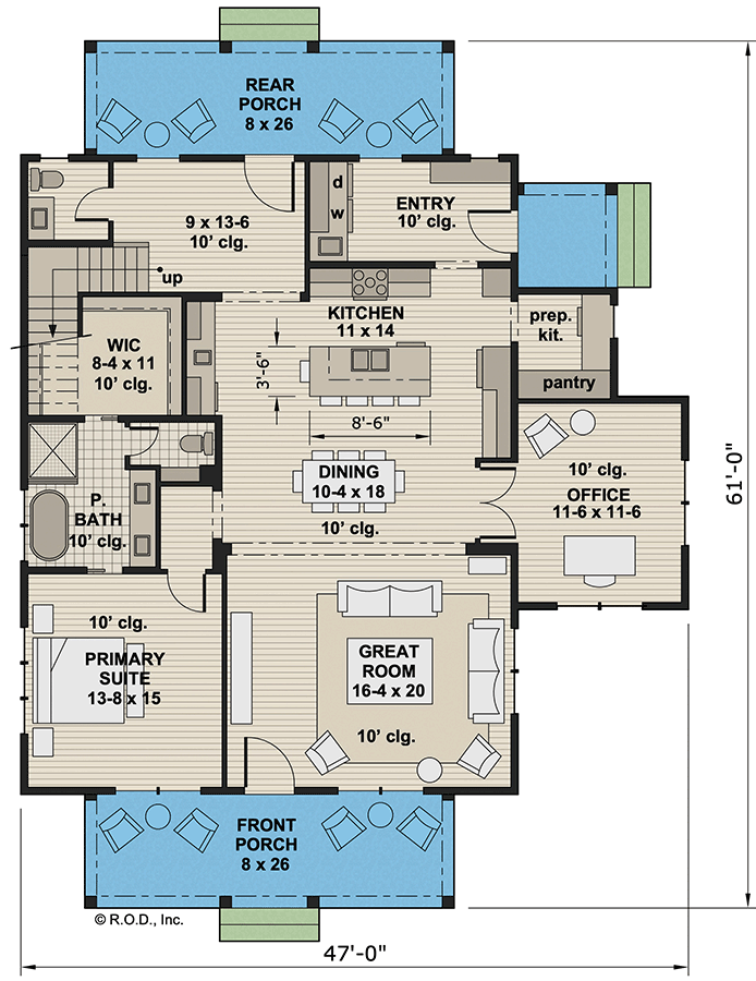 Plan 14820RK: 4-Bed Modern Farmhouse with Main Floor Home Office and ...