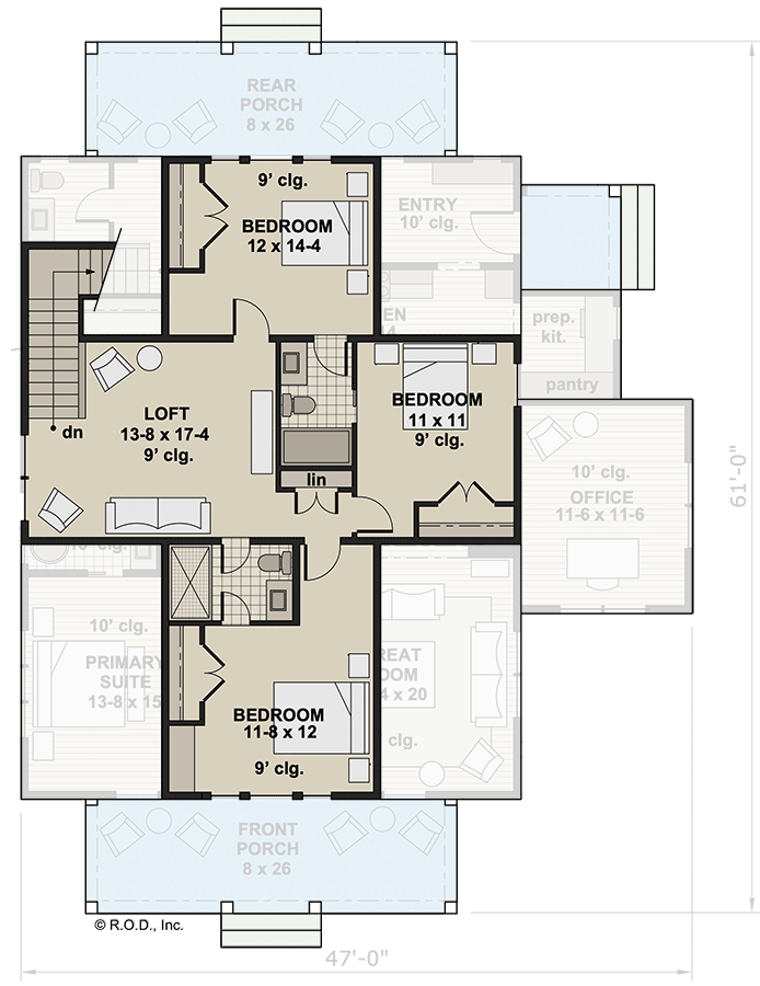 Plan 14820RK: 4-Bed Modern Farmhouse with Main Floor Home Office and ...