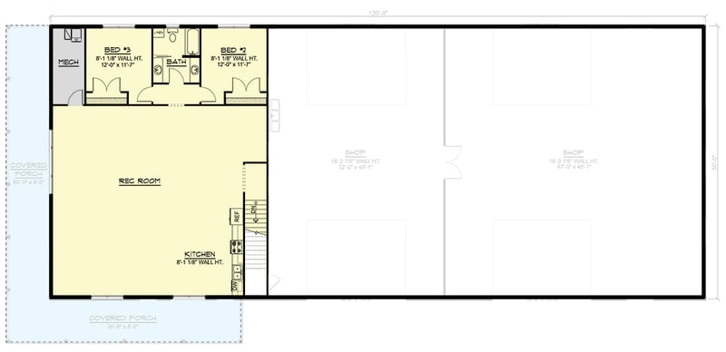 Plan 135303GRA: 3-Bed Barndominium House Plan with Oversized Garage and Workshop - 3692 Sq Ft - Floor Plan - 2nd Floor - Barndominium, Country
