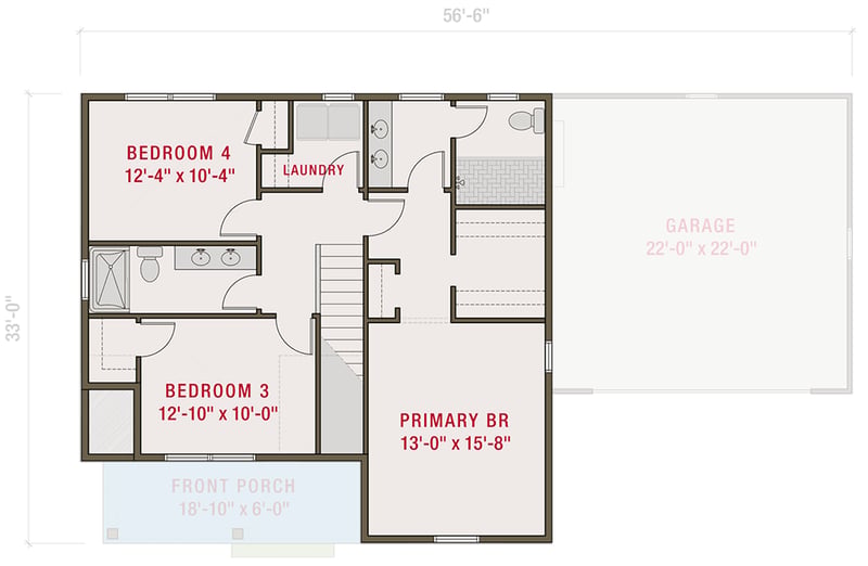 Plan 50231PH: 2000 Sq Ft Modern Farmhouse Plan with Flex Room and 2-Car Garage - 2010 Sq Ft - Floor Plan - Second Level - Optional Laundry Upstairs - Country, Modern Farmhouse, New American, Traditional
