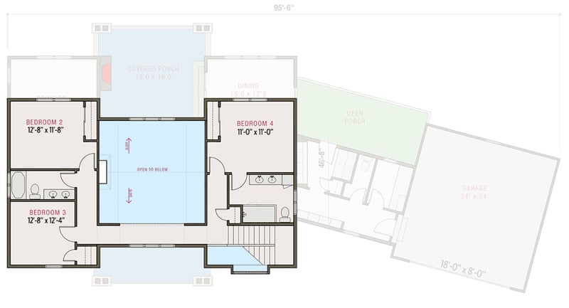 Plan 50232PH: 4-Bed Modern Farmhouse with Two-Story Great Room - 2858 Sq Ft - Floor Plan - 2nd Floor - Country, Modern Farmhouse, New American, Transitional