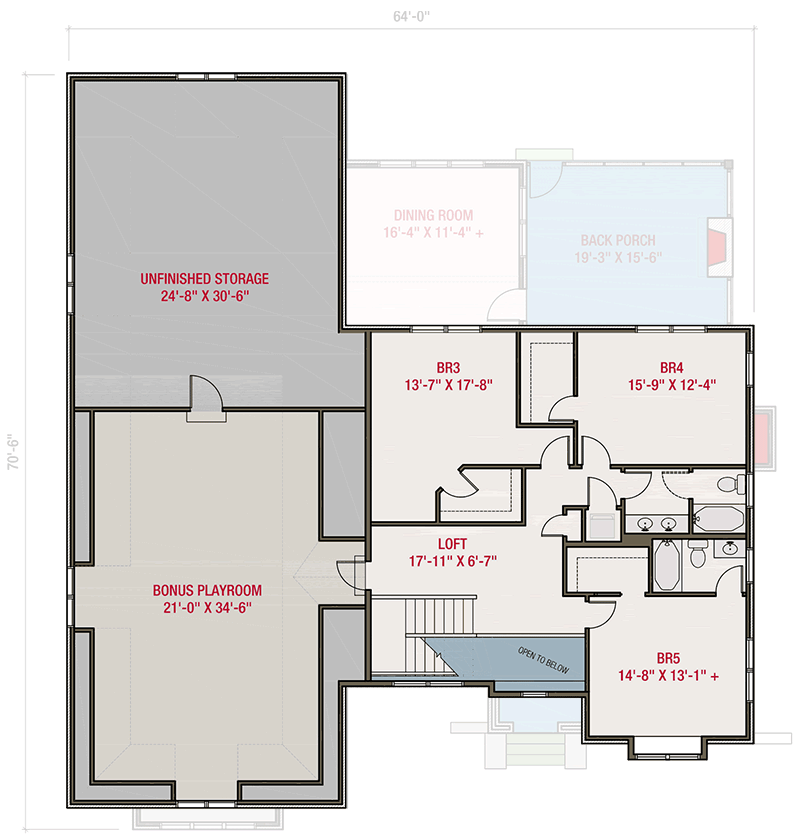 Plan 50233PH: Transitional European Home Plan with Second Floor Play Room - 3630 Sq Ft - Floor Plan - 2nd Floor - European, New American, Transitional, Tudor