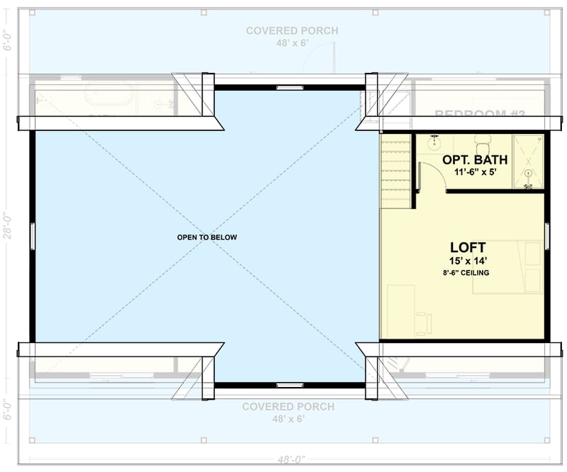 Plan 337005JUN: 3-Bed Country Farmhouse Plan with Loft and Optionally Finished Basement - 1723 Sq Ft - Floor Plan - 2nd Floor - Country, Farmhouse, Modern Farmhouse, Ranch