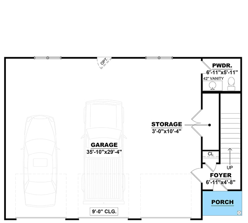 Plan 810031RBT: Carriage House Detached Garage Plan with 1 or 2 Bed Apartment - 1345 Sq Ft - Floor Plan - Main Level - Cottage, Modern Farmhouse, New American, Traditional
