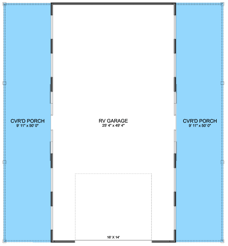 Plan 61539UT: Contemporary 4-Car Detached RV Garage - 1300 Sq Ft - Floor Plan - Main Level - Barndominium, Contemporary