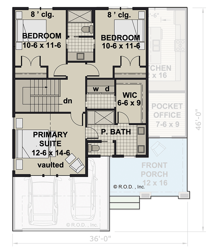 Plan 14866RK: Two-Story Country House Plan with Pocket Office - 1871 Sq Ft