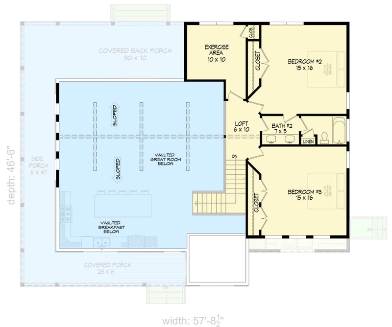 Plan 680451VR: 3-Bed Modern Farmhouse Plan with Wrap-Around Porch - 2733 Sq Ft - Floor Plan - 2nd Floor - Country, Modern Farmhouse, Mountain, Rustic