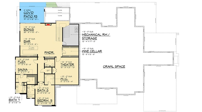 Plan 666287RAF: Luxurious Two-Story Modern House Plan with Attached Apartment - 11273 Sq Ft - Floor Plan - Lower Level - Contemporary, Modern, Northwest