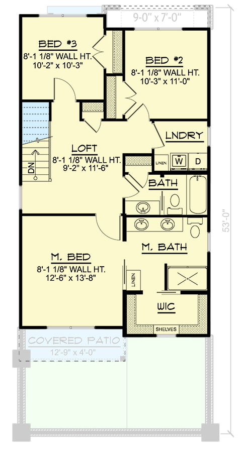 Plan 135306GRA: Two-Story Contemporary House Plan with 3-Bedrooms Upstairs - 1565 Sq Ft - Floor Plan - 2nd Floor - Contemporary