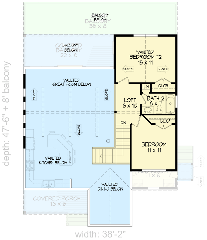 Plan 680482VR: 3-Bed Rustic Mountain House Plan with Two-Story House Plan - 1910 Sq Ft - Floor Plan - 2nd Floor - Mountain, Rustic