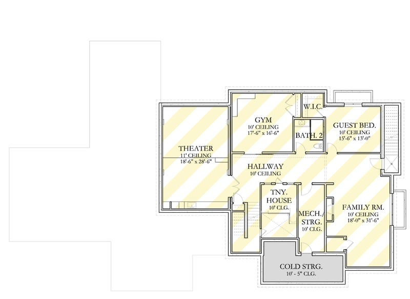 Plan 490122NAH: 5-Bed Modern Transitional House Plan with Optionally Finished Lower Level - 5423 Sq Ft - Floor Plan - Optionally Finished Lower Level - Modern, Transitional