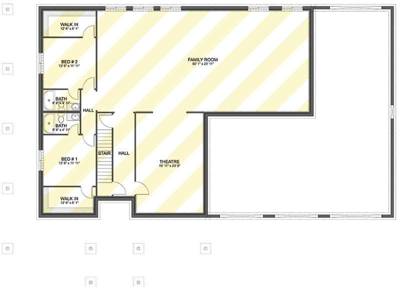 Plan 61554UT: Single-Story Country House Plan with Oversized 3-Car Garage  - 2569 Sq Ft - Floor Plan - Optional Lower Level - Country, Traditional