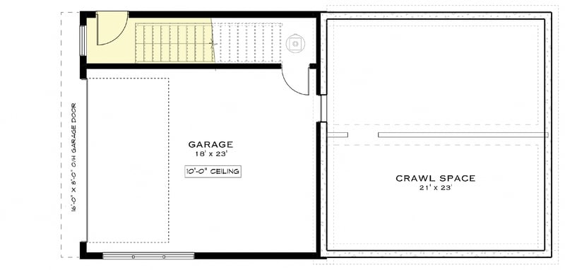 Plan 147023RML: Coastal Contemporary House Plan with Driver-Under Garage - 1152 Sq Ft - Floor Plan - Drive Under Garage - Coastal Contemporary