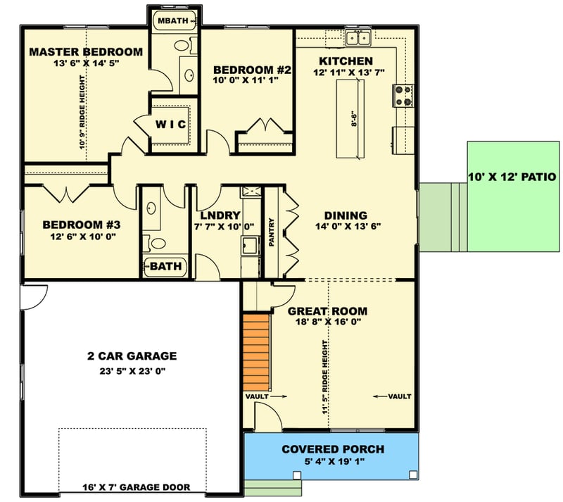 Plan 506013BRY: One-Story Craftsman House Plan with Clustered Bedrooms - 1540 Sq Ft - Floor Plan - Main Level - Craftsman, Ranch, Traditional