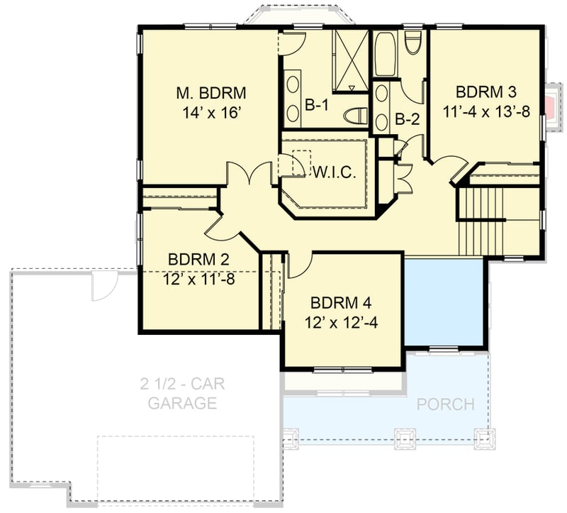Plan 770028CED: Two-Story Traditional House Plan with Home Office or Study - 2528 Sq Ft - Floor Plan - 2nd Floor - Craftsman, Traditional