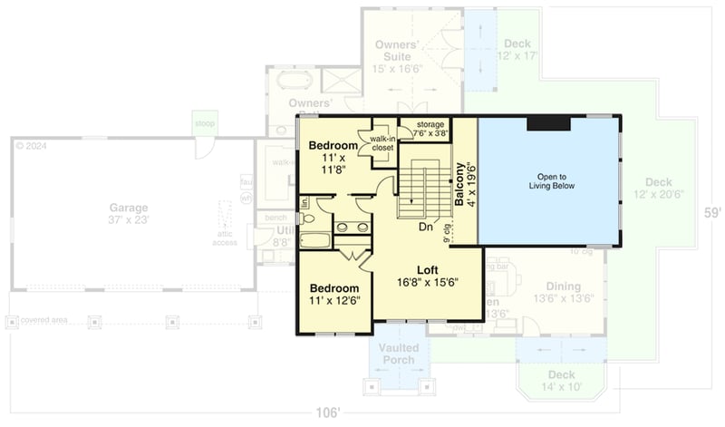 Plan 72449DA: 3-Bed Craftsman House Plan with Wrap-Around Porch - 3031 Sq Ft - Floor Plan - 2nd Floor - Craftsman, Farmhouse, Mountain, Traditional