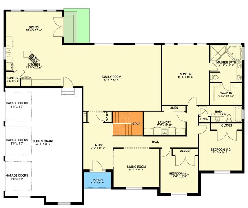 Plan 61563UT: One-Story Traditional House Plan with Optionally Finished Lower Level - 2722 Sq Ft - Floor Plan - Main Level - Country, Traditional