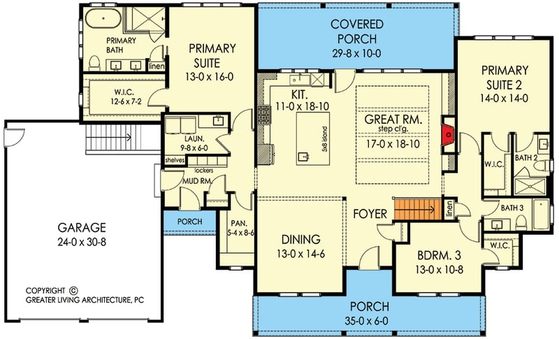 Plan 790163GLV: Single-Story Modern Farmhouse with Formal Dining Room - 2259 Sq Ft - Floor Plan - Main Level - Country, Farmhouse, Modern Farmhouse