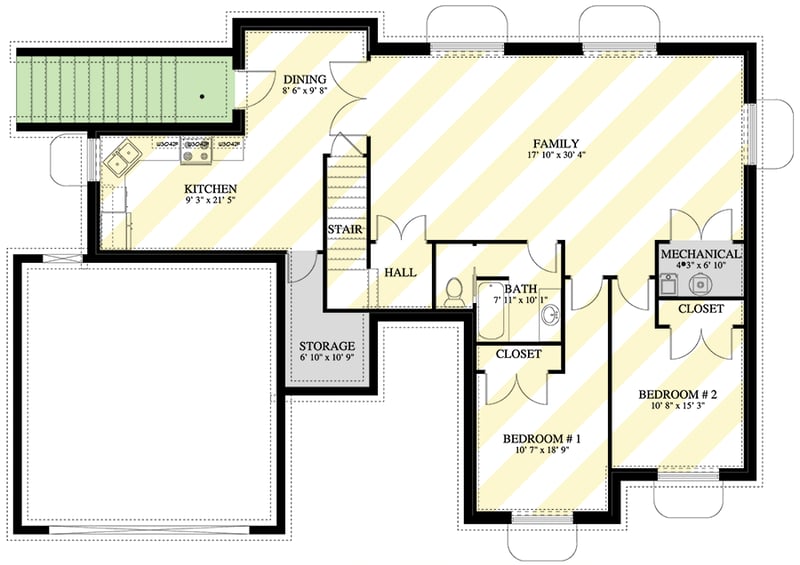 Plan 61565UT: 3-Bed Traditional Ranch House Plan with Clustered Bedrooms - 1479 Sq Ft - Floor Plan - Optional Lower Level - Ranch, Traditional