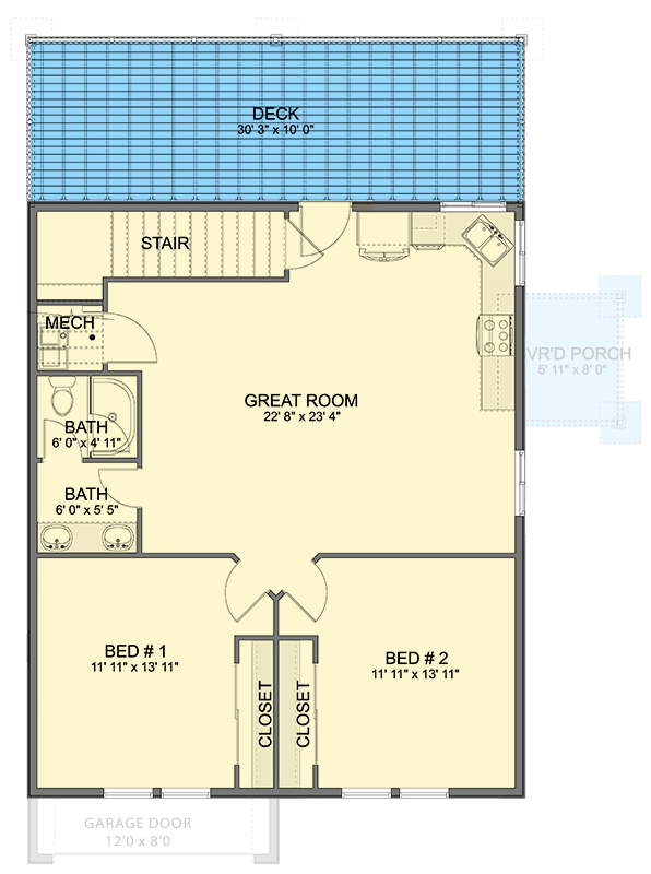 Plan 61578UT: 2-Bed Traditional House Plan with Drive-Under Garage ...