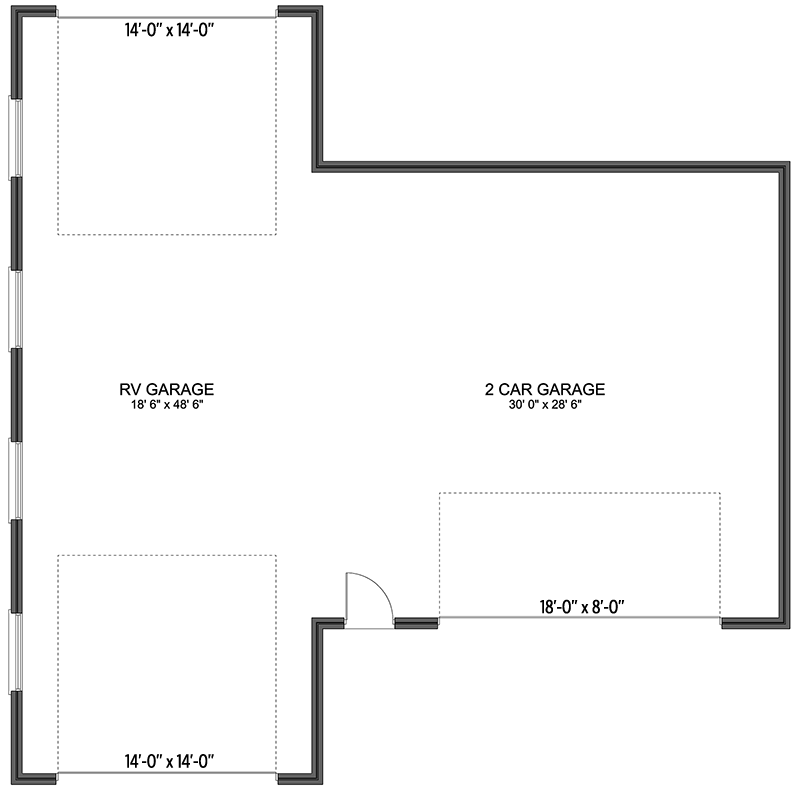 Plan 61582UT: 4-Car Traditional Garage Plan with RV Garage - 1900 Sq Ft - Floor Plan - Main Level - Traditional