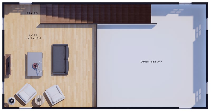 Plan 430097LY: Contemporary House Plan with Loft for Narrow Lot - 778 Sq Ft - Floor Plan - 2nd Floor - Contemporary