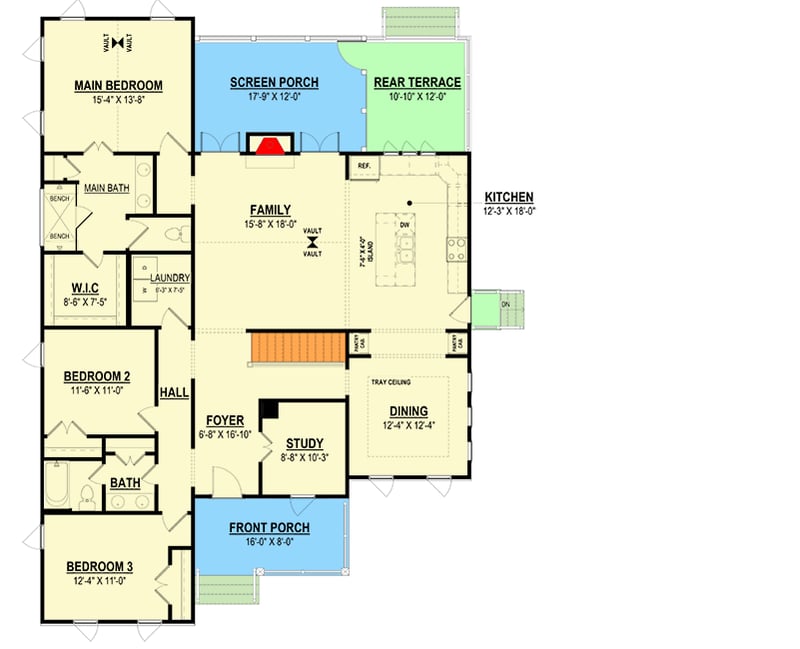 Plan 83673CRW: 3-Bed Contemporary House Plan with Formal Dining - 2015 Sq Ft - Floor Plan - Main Level - Contemporary, Cottage, Modern