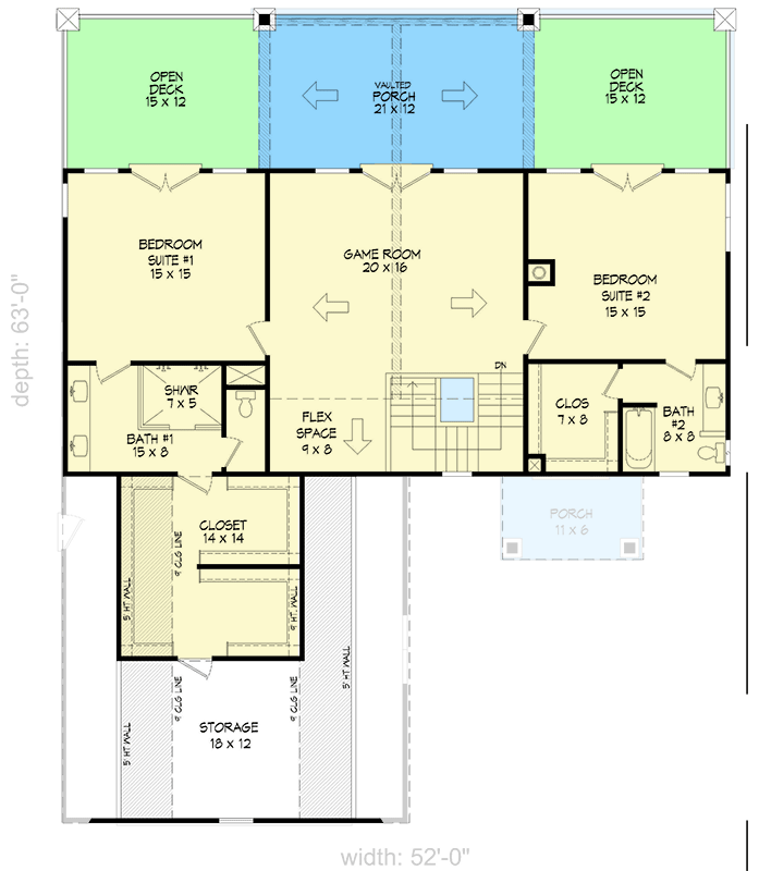 Plan 680515VR: Two-Story Traditional House Plan with Game Room - 2901 Sq Ft - Floor Plan - 2nd Floor - Mountain, Traditional