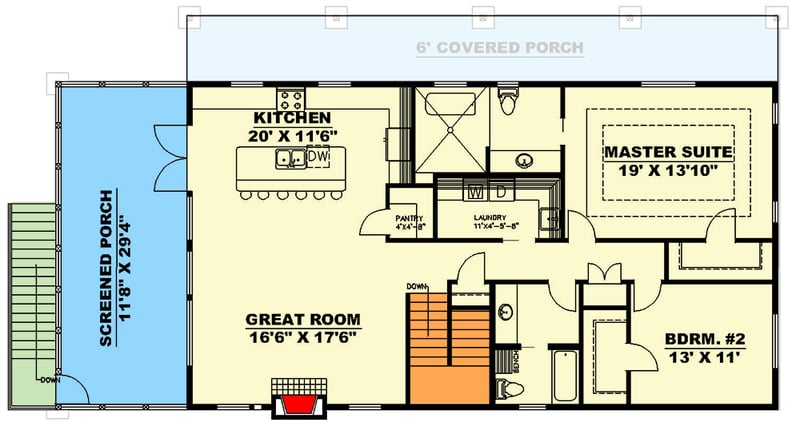 Plan 350115GH: 2-Bedroom Mountain House Plan with Screened Porch - 2465 Sq Ft - Floor Plan - 2nd Floor - Mountain