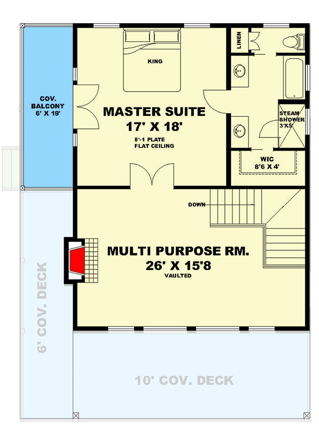 Plan 350117GH: 3-Bed Vacation House Plan with Multi-Purpose Room - 2835 Sq Ft - Floor Plan - 2nd Floor - Vacation