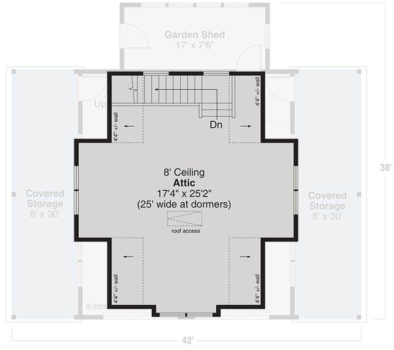 Plan 72453DA: 2-Car Detached Cottage-Style Garage Plan - 780 Sq Ft - Floor Plan - 2nd Floor - Cottage, Country