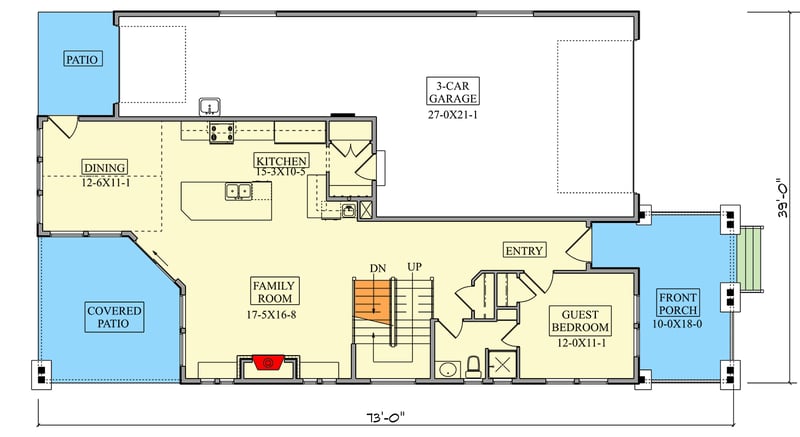 Plan 95263RW: 4-Bed Craftsman House Plan with Second Floor Master Suite - 2460 Sq Ft - Floor Plan - Main Level - Craftsman, New American