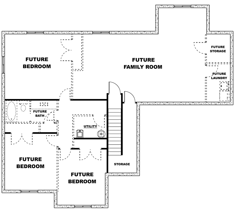 Plan 506031BRY: 3-Bed Ranch House Plan with Vaulted Family Room - 1696 Sq Ft - Floor Plan - Unfinished Basement - Ranch