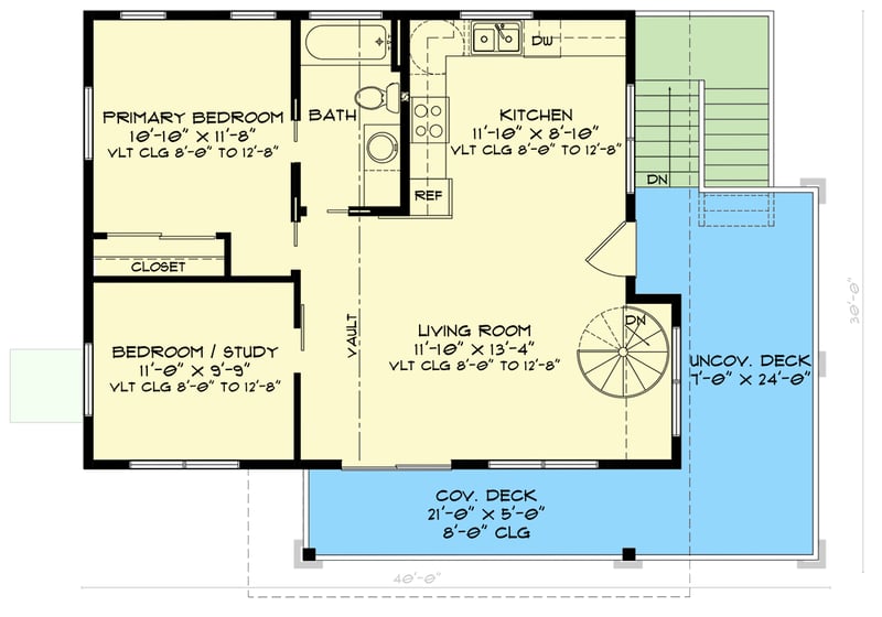 Plan 520032RKY: 2-Bed Modern Carriage House with Workshop - 1006 Sq Ft - Floor Plan - Main Level - Carriage, Modern, Mountain, Rustic