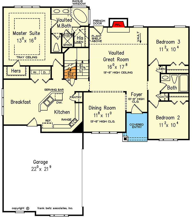 Plan 710439BTZ: 3-Bed Country Cottage House Plan with Optional Bonus Room - 1637 Sq Ft - Floor Plan - Main Level - Cottage, Country, Traditional