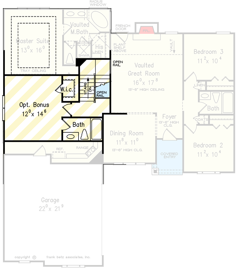 Plan 710439BTZ: 3-Bed Country Cottage House Plan with Optional Bonus Room - 1637 Sq Ft - Floor Plan - Optional Second Level - Cottage, Country, Traditional