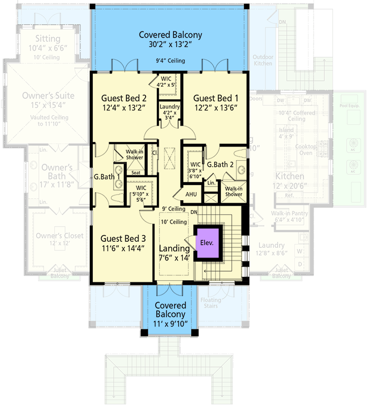 Plan 33277ZR: Three-Story Coastal House Plan with Outdoor Kitchen - 3604 Sq Ft - Floor Plan - 2nd Floor - Coastal, Coastal Contemporary, Florida-Style