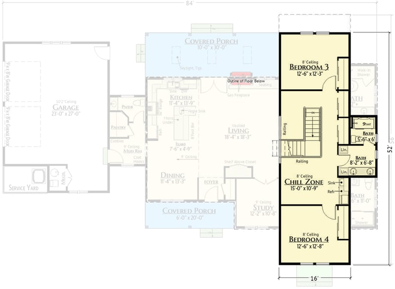 Plan 180010VNW: 1.5-Story Modern Farmhouse Plan with 4-Bedrooms - 3062 Sq Ft  - Floor Plan - 2nd Floor - Country, Modern Farmhouse, Traditional