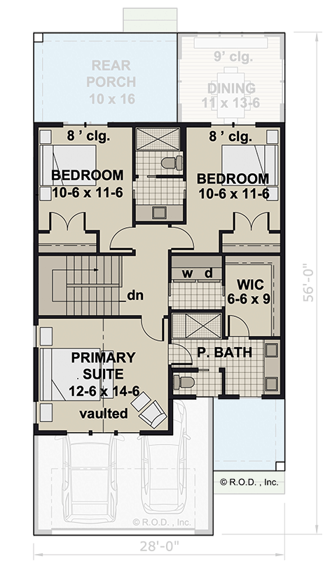 Plan 14927RK: Two-Story Craftsman House Plan with Second Floor Master Suite - 1776 Sq Ft - Floor Plan - 2nd Floor - Craftsman, Traditional