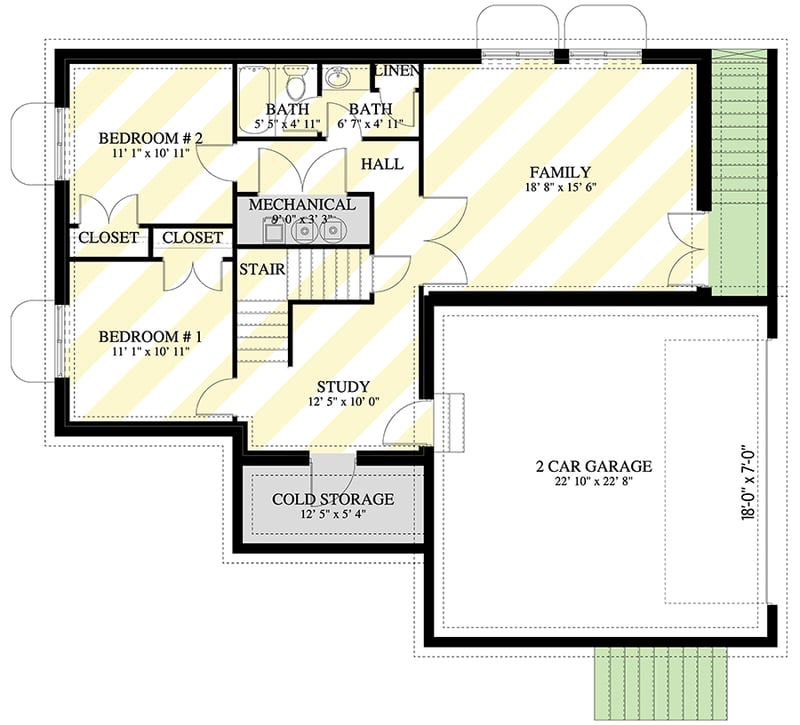 Plan 61601UT: Two-Story Traditional House Plan with Drive-Under 2-Car Garage - 2601 Sq Ft - Floor Plan - Optional Lower Level - Traditional