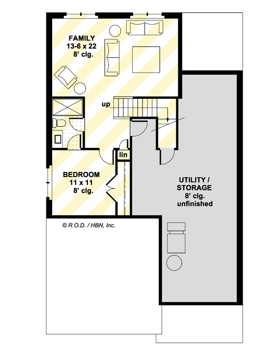 Plan 140003RK: 3-Bed Craftsman-Style House Plan with Open Kitchen and Dining Area - 1319 Sq Ft - Floor Plan - Optional Heated Lower Level - Country, Craftsman, Traditional