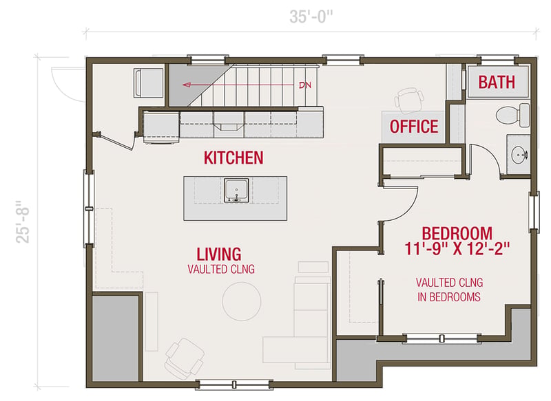 Plan 50237PH: Two-Story Garage Apartment with 1 Bed - 850 Sq Ft - Floor Plan - 2nd Floor - Carriage, Cottage, Country, Craftsman