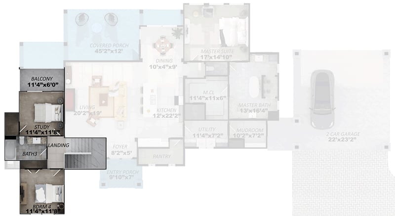 Plan 430127LY: Two-Story Southern Farmhouse with Detached Carport - 2679 Sq Ft - Floor Plan - 2nd Floor - Farmhouse, Southern